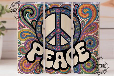 Peace Sign 20oz Tumbler Wrap Sublimation sassyprint 