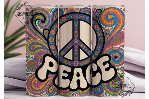 Peace Sign 20oz Tumbler Wrap Sublimation sassyprint 