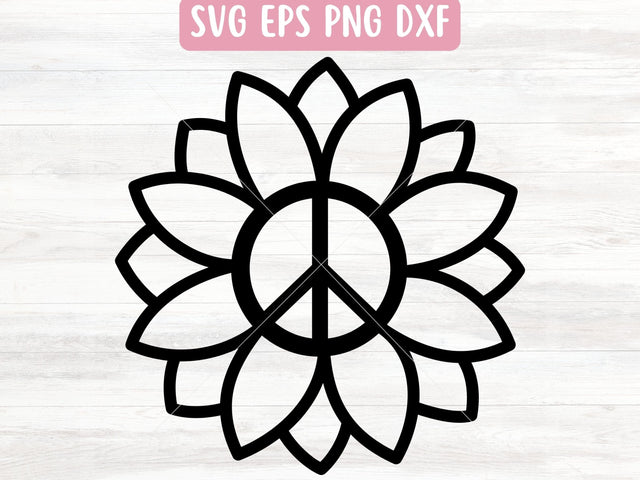 Peace Sign with Sunflower SVG File for Cricut or Silhouette SVG Apple Grove Designs 