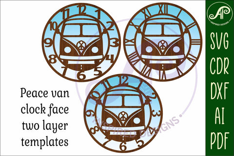 peace van wall clock laser cut files, SVG file. SVG APInspireddesigns 