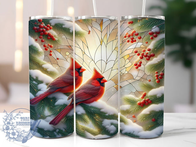 Peaceful Cardinal Christmas Tumbler, Winter Bird Wrap, Festive Cardinal Sublimation, Holiday Nature Cup, 20Oz Skinny Tumbler Wrap, Red Bird Mug, Peaceful Christmas Design Sublimation ToriDesigns 