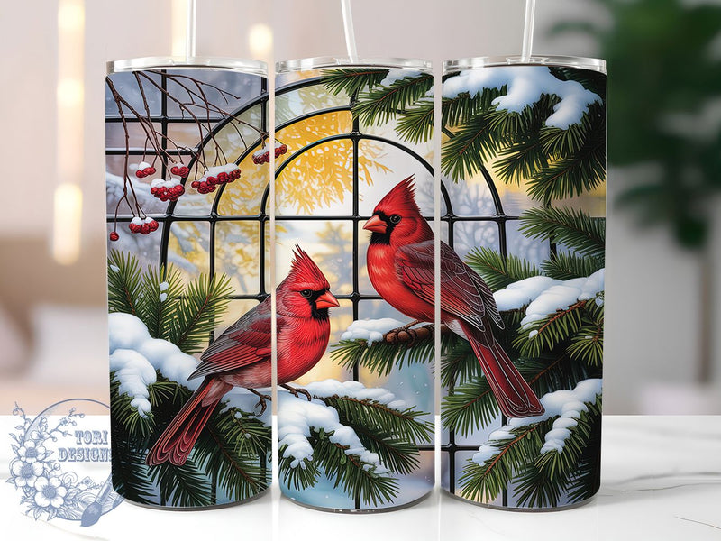 Peaceful Cardinal Christmas Tumbler, Winter Bird Wrap, Festive Cardinal Sublimation, Holiday Nature Cup, 20Oz Skinny Tumbler Wrap, Red Bird Mug, Peaceful Christmas Design Sublimation ToriDesigns 