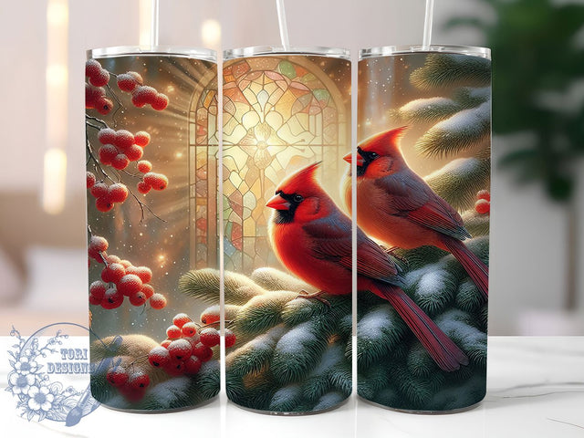 Peaceful Cardinal Christmas Tumbler, Winter Bird Wrap, Festive Cardinal Sublimation, Holiday Nature Cup, 20Oz Skinny Tumbler Wrap, Red Bird Mug, Peaceful Christmas Design Sublimation ToriDesigns 