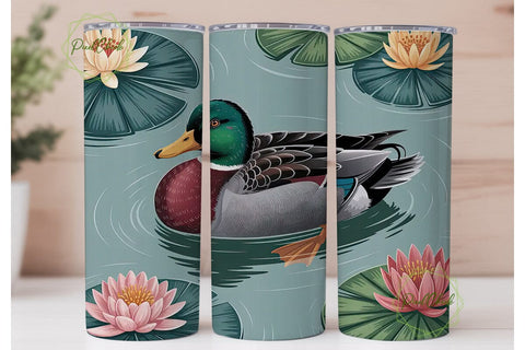 Peaceful Duck Pond 20oz Tumbler Wrap Sublimation PixelChick 