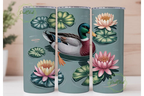 Peaceful Duck Pond 20oz Tumbler Wrap Sublimation PixelChick 