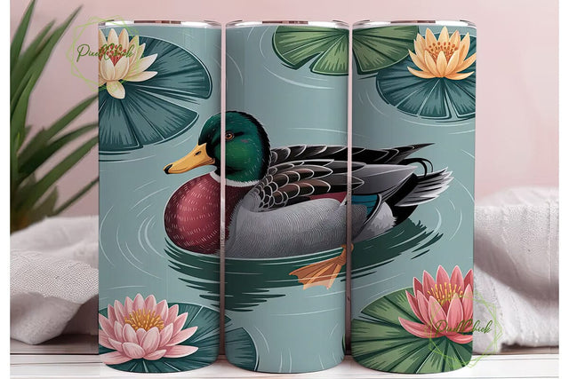 Peaceful Duck Pond 20oz Tumbler Wrap Sublimation PixelChick 