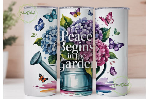 Peaceful Garden 20oz Tumbler Wrap Sublimation PixelChick 