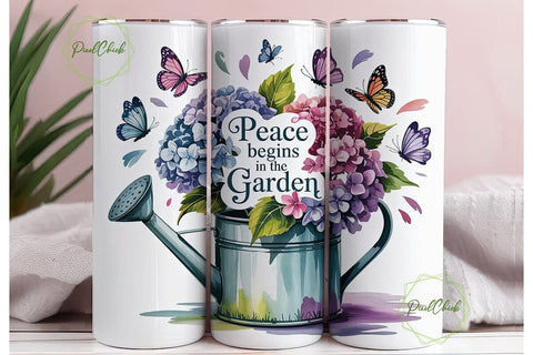 Peaceful Garden 20oz Tumbler Wrap Sublimation PixelChick 