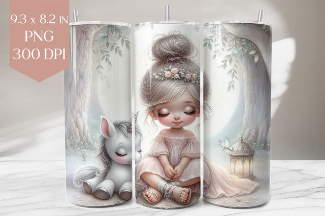 Peaceful Girl & Unicorn Tumbler Wrap Sublimation BijouBay 