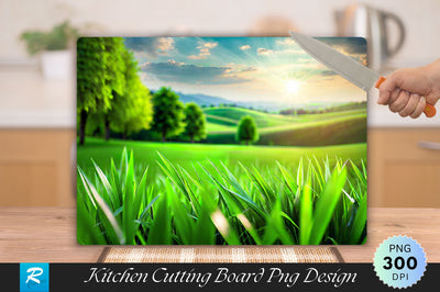 Peaceful Green Field With Grass Cutting Board Sublimation Regulrcrative 