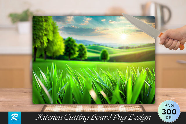 Peaceful Green Field With Grass Cutting Board Sublimation Regulrcrative 
