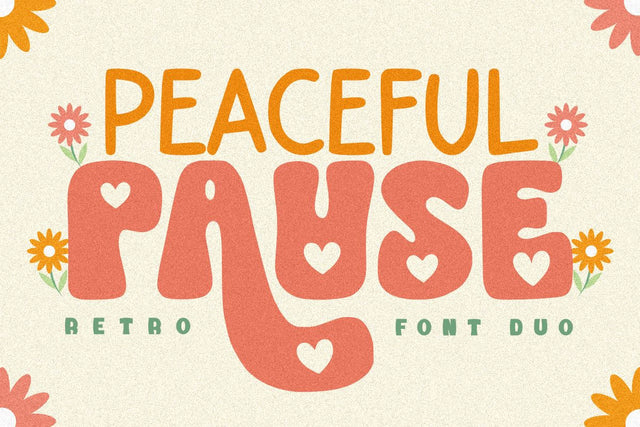Peaceful Pause - Cute Retro Duo Font Font Masyafi Studio 