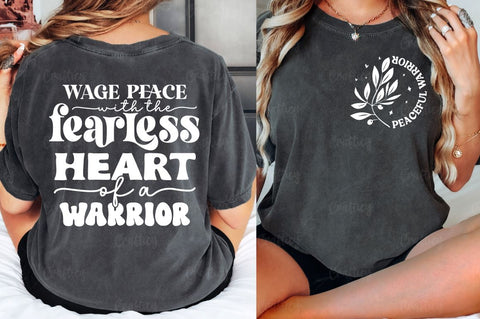 Peaceful warrior Front and Back SVG T shirt Design SVG Designangry 