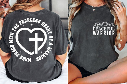 Peaceful warrior Front and Back SVG T shirt Design SVG Designangry 