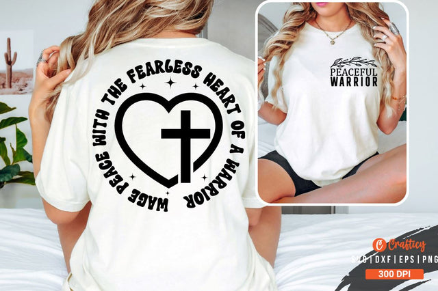 Peaceful warrior Front and Back SVG T shirt Design SVG Designangry 