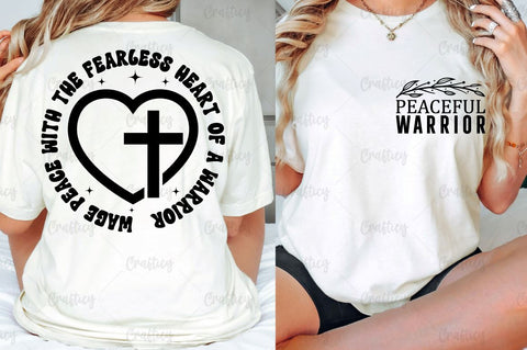 Peaceful warrior Front and Back SVG T shirt Design SVG Designangry 
