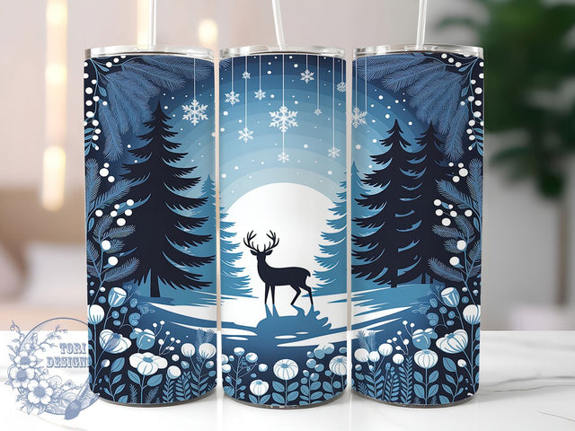 Peaceful Winter Deer Christmas Tumbler, Snowy Forest Wrap, Christmas Snowflake Sublimation, Holiday Nature Cup, 20Oz Skinny Tumbler Wrap, Woodland Deer Mug, Peaceful Winter Design Sublimation ToriDesigns 