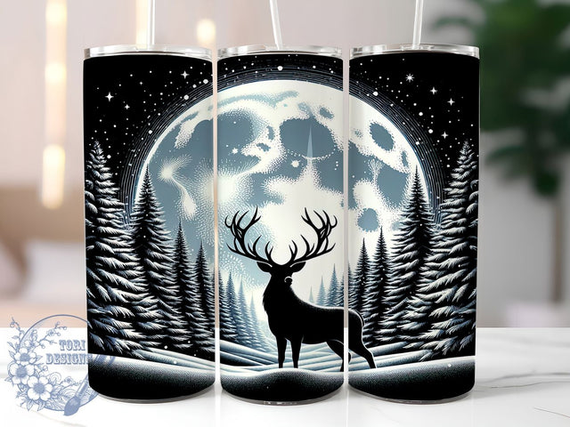 Peaceful Winter Deer Christmas Tumbler, Snowy Forest Wrap, Christmas Snowflake Sublimation, Holiday Nature Cup, 20Oz Skinny Tumbler Wrap, Woodland Deer Mug, Peaceful Winter Design Sublimation ToriDesigns 