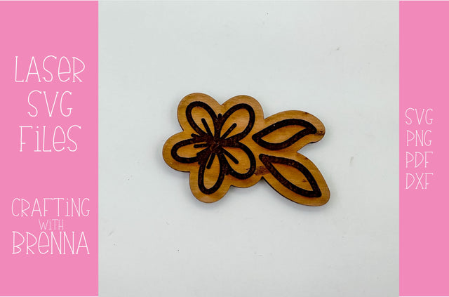 Peach Blossom Hair Clip Laser SVG File SVG Crafting With Brenna 