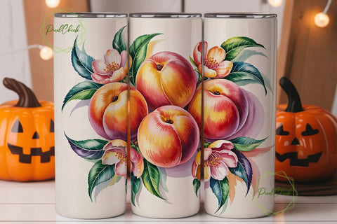 Peach Blossom Watercolor 20oz Tumbler Sublimation PixelChick 