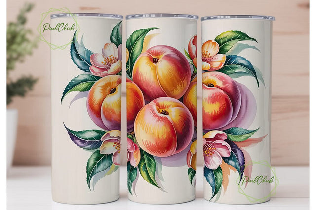 Peach Blossom Watercolor 20oz Tumbler Sublimation PixelChick 