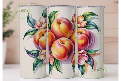 Peach Blossom Watercolor 20oz Tumbler Sublimation PixelChick 