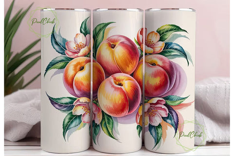 Peach Blossom Watercolor 20oz Tumbler Sublimation PixelChick 
