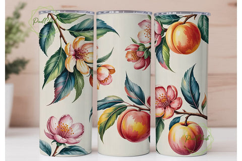 Peach Blossom Watercolor 20oz Tumbler Sublimation PixelChick 