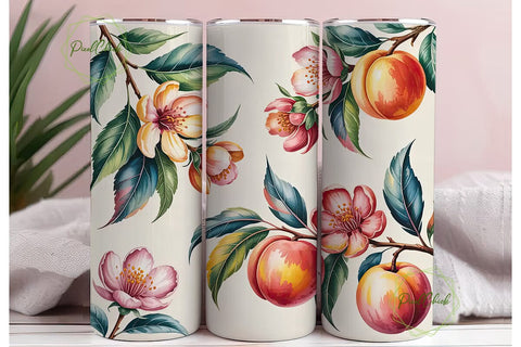 Peach Blossom Watercolor 20oz Tumbler Sublimation PixelChick 