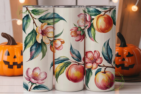 Peach Blossom Watercolor 20oz Tumbler Sublimation PixelChick 