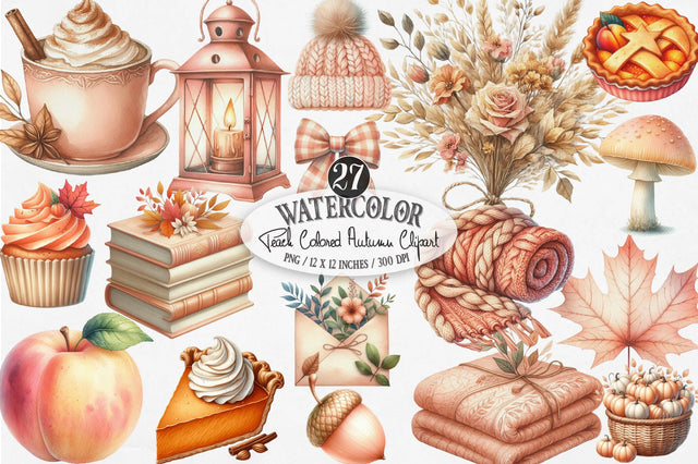 Peach Colored Autumn Clipart Sublimation SVGista 