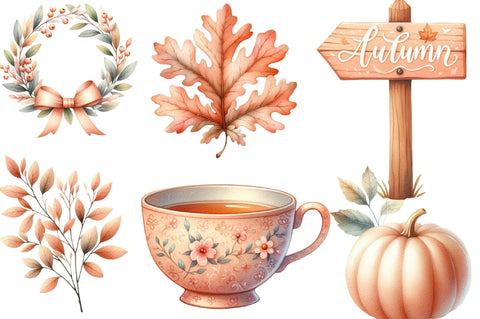 Peach Colored Autumn Clipart Sublimation SVGista 