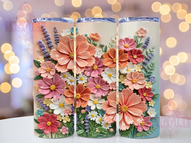 Peach Coral Cosmos Meadow 20oz Tumbler, Peach Coral, Cosmos Floral, Meadow Theme, Sublimation Wrap, 20oz Tumbler, Pastel Aesthetic, Nature Charm Sublimation SvggirlplusArt 