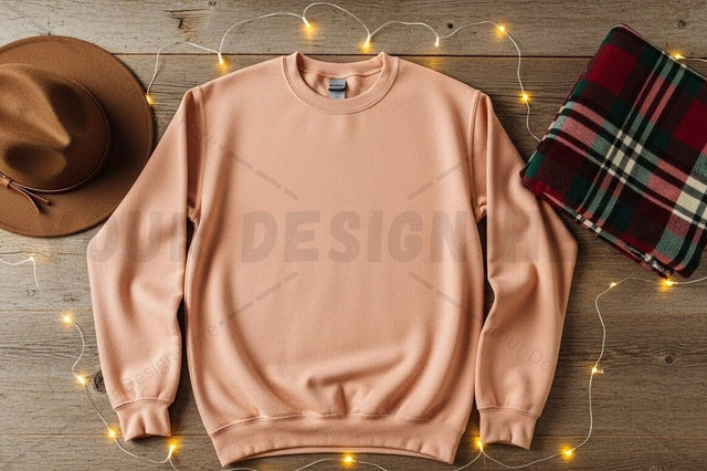 Peach crew neck sweatshirt mockup Mock Up Photo Designangry 