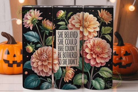 Peach Dahlia Quote 20oz Tumbler Wrap Sublimation PixelChick 