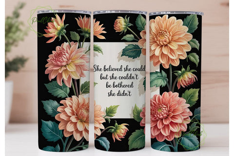 Peach Dahlia Quote 20oz Tumbler Wrap Sublimation PixelChick 
