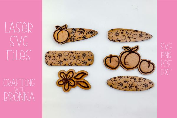 Peach Hair Clip Bundle Laser SVG File SVG Crafting With Brenna 