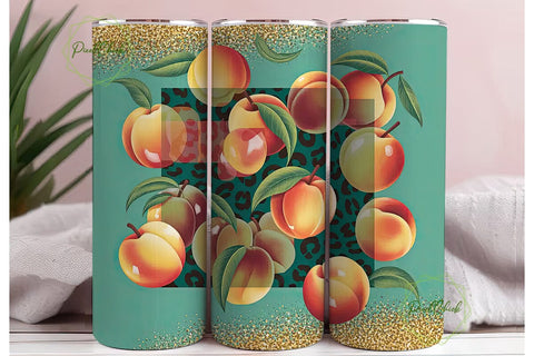 Peach Leopard Glitter 20oz Tumbler Wrap Sublimation PixelChick 