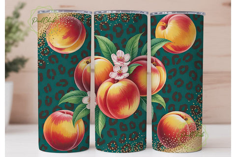 Peach Leopard Glitter 20oz Tumbler Wrap Sublimation PixelChick 