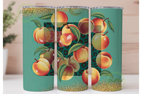 Peach Leopard Glitter 20oz Tumbler Wrap Sublimation PixelChick 