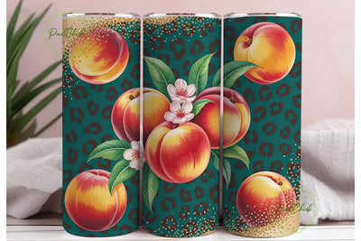 Peach Leopard Glitter 20oz Tumbler Wrap Sublimation PixelChick 