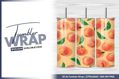 Peach Pattern Fresh Fruit Tumbler Png Design Sublimation Regulrcrative 