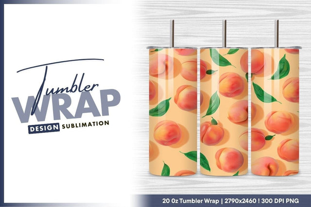 Peach Pattern Fresh Fruit Tumbler Png Design Sublimation Regulrcrative 