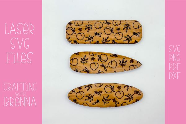 Peach Pattern Hair Clips Laser SVG File SVG Crafting With Brenna 