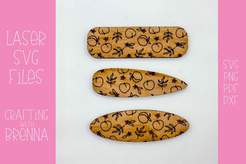 Peach Pattern Hair Clips Laser SVG File SVG Crafting With Brenna 