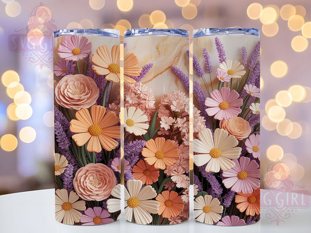 Peach Pink Cosmos Floral 20oz Tumbler, Peach Pink, Cosmos Floral, Botanical Design, Sublimation Wrap, 20oz Tumbler, Pastel Aesthetic, Nature Charm Sublimation SvggirlplusArt 