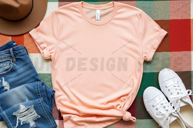 Peach pink t-shirt mockup design Mock Up Photo Designangry 