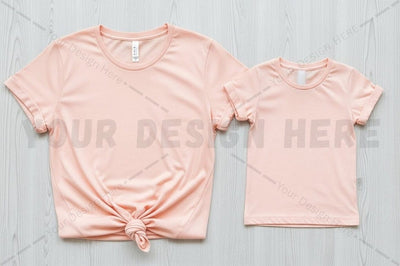 Peach pink t-shirt set for women and girls Mock Up Photo Regulrcrative 