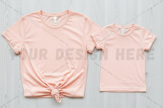 Peach pink t-shirt set for women and girls Mock Up Photo Regulrcrative 