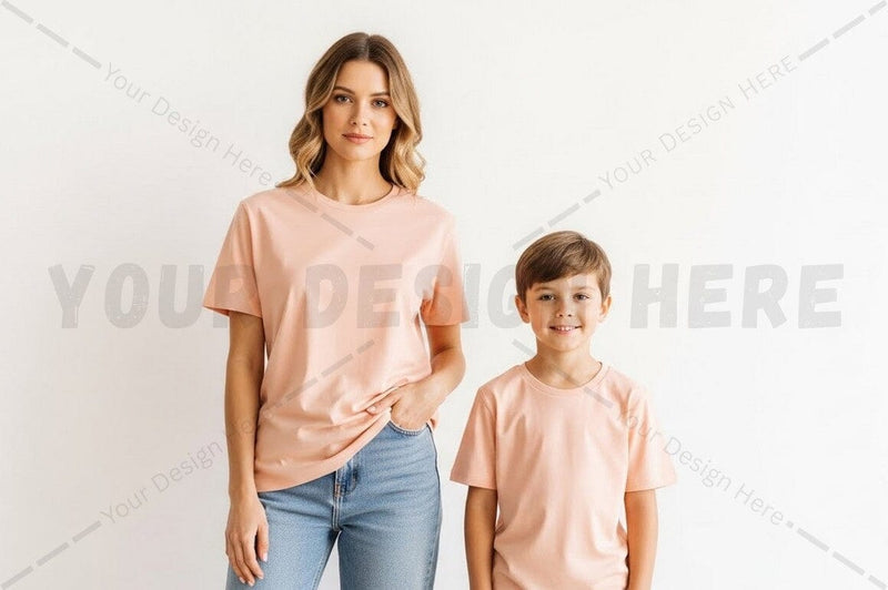 Peach t-shirt mockup design for family Mock Up Photo Regulrcrative 